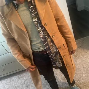Tan suede trench coat in a size 6